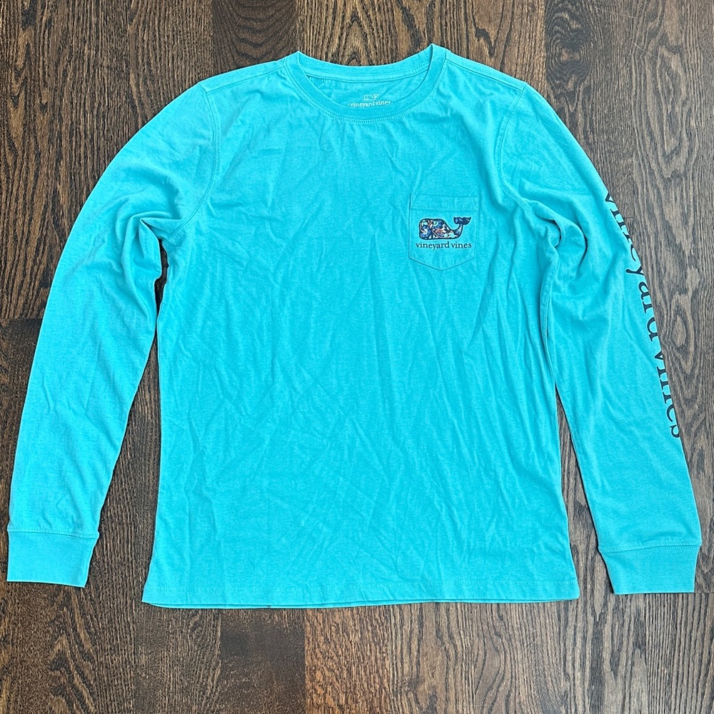Vineyard Vines Men's Teal Long Sleeve Tee. Size medium